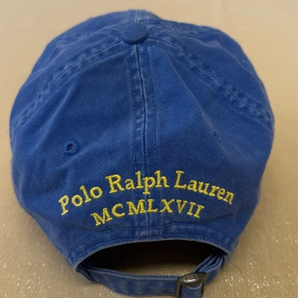 Polo Ralph Lauren Cap Blue with Yellow Logo 3 - Picture 5 of 7